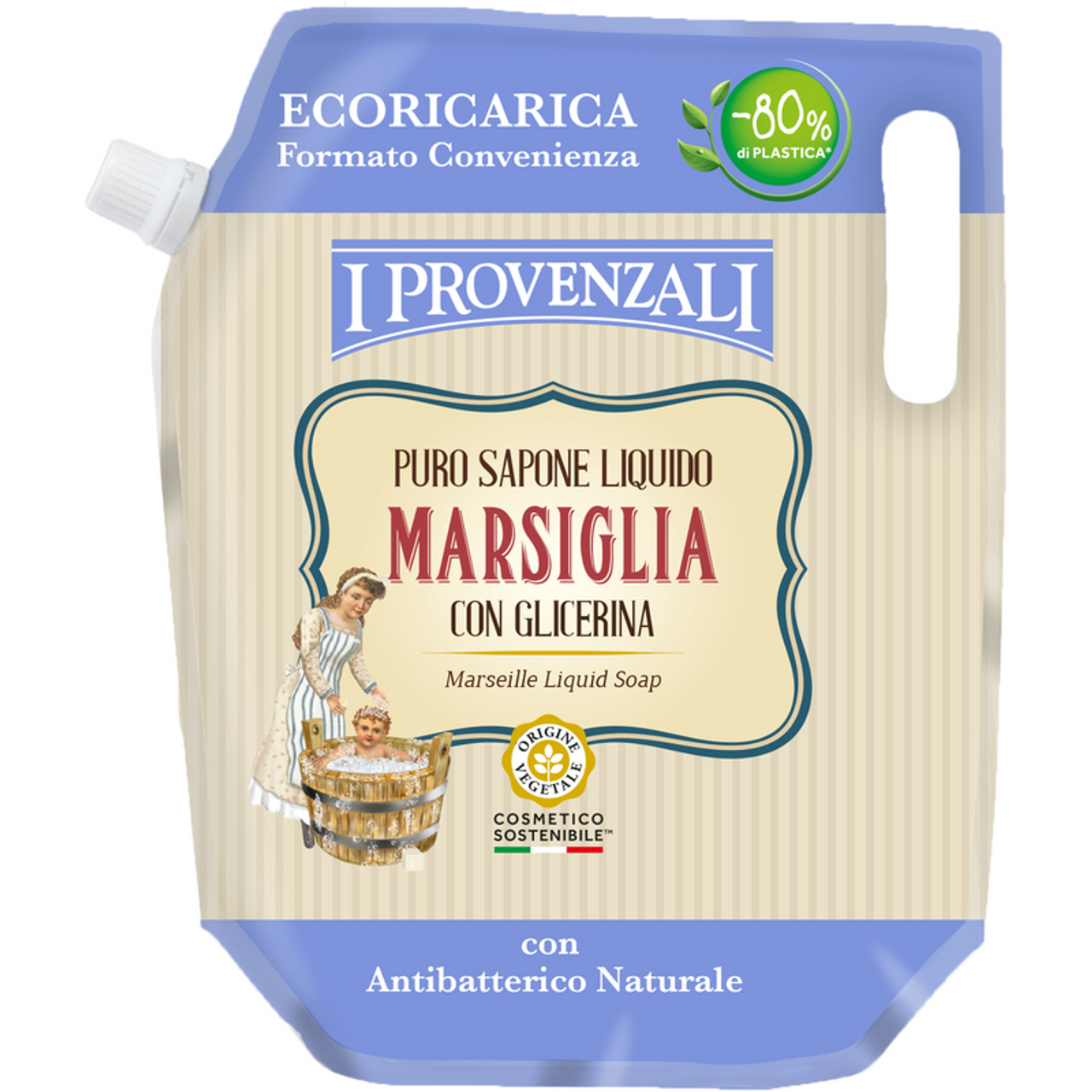 I Provenzali Puro Sapone Liquido Marsiglia – Eco-Ricarica 750 ml con Glicerina