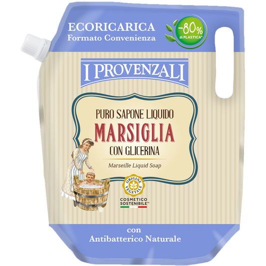 I Provenzali Puro Sapone Liquido Marsiglia – Eco-Ricarica 750 ml con Glicerina