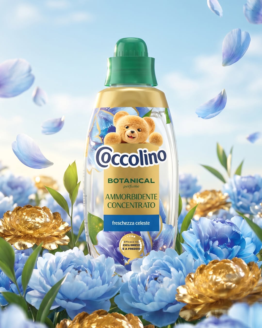 Coccolino Botanical Perfume Ammorbidente Concentrato Freschezza Celeste 50 Lavaggi 750 ml – Formula Trasparente CrystalFresh™ per Bucato Morbido e Profumato