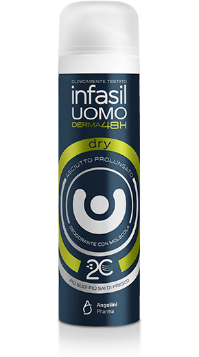Infasil Uomo Derma48H Dry Deodorante Spray 150ml – Con Molecola 2C Attivata dal Sudore – Asciutto Prolungato – Clinicamente Testato