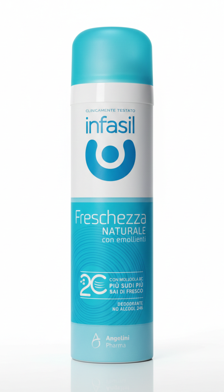 Infasil Freschezza Naturale Deodorante Spray 150ml – Tecnologia Molecola 2C "Più Sudi Più Sai di Fresco" – Protezione 24H