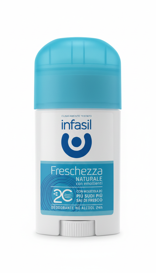 Infasil Freschezza Naturale Deostick 50ml | Molecola 2C "Più Sudi Più Sai di Fresco" | Efficacia 24H | No Alcool
