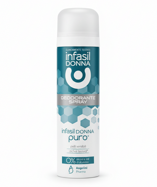Infasil Donna Puro Deodorante Spray 150ml | 0% Sali d'Alluminio | 0% Alcool | Nichel Tested | Anti-Macchia