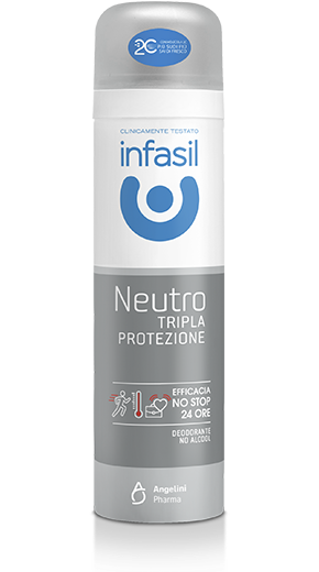 Infasil Neutro Tripla Protezione Deodorante Spray 150ml | Efficacia 24h No-Stop | Contro Stress Fisico, Emotivo e Caldo