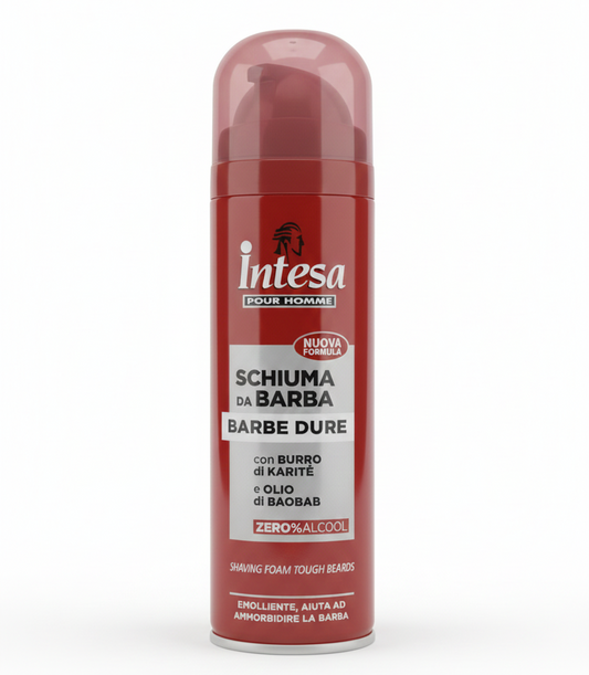 Intesa Pour Homme Schiuma da Barba 300ml – Barbe Dure – Con Burro di Karité e Olio di Baobab – Dermoprotettiva