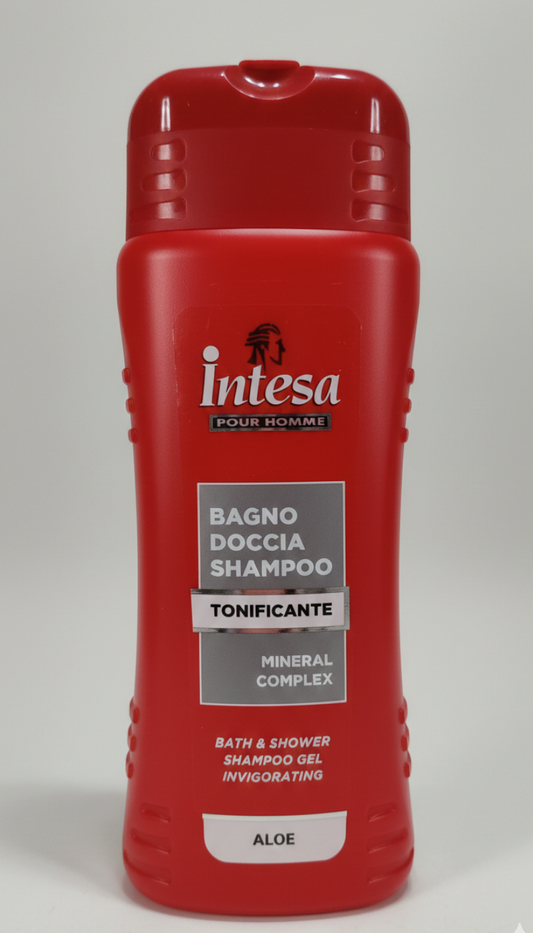 Intesa Pour Homme Bagno Doccia Shampoo Tonificante 500ml | Con Aloe Vera e Mineral Complex | Detergente Energizzante 3-in-1 Corpo e Capelli