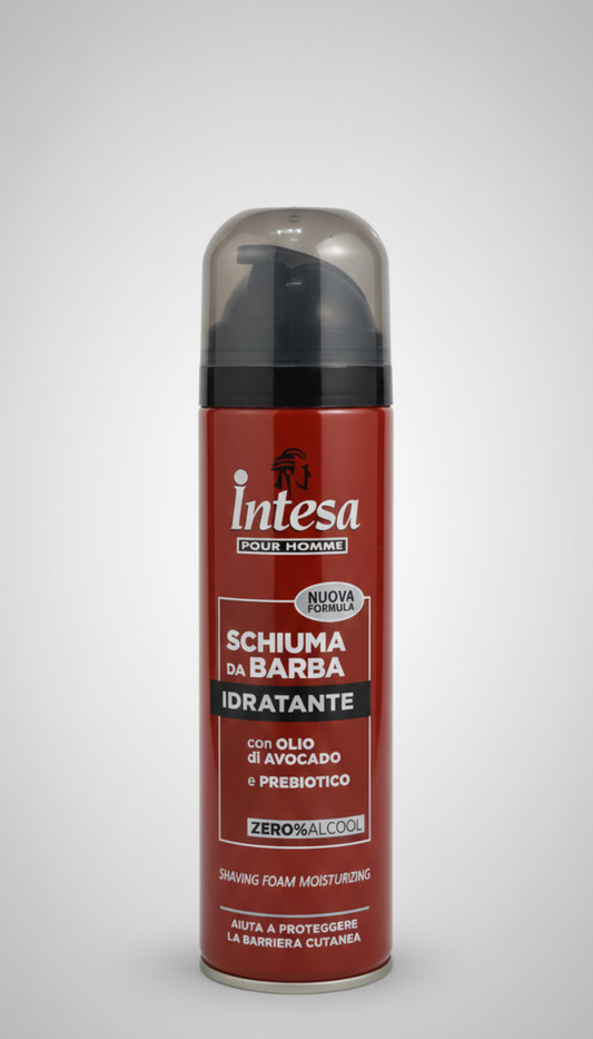 Intesa Pour Homme Schiuma da Barba Idratante 300ml – Olio di Avocado & Prebiotico Attivo – 0% Alcool – Protezione Microbiota