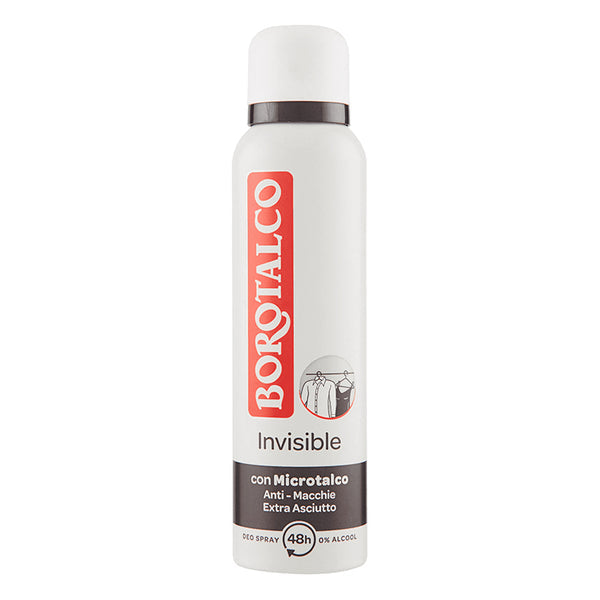 BOROTALCO Invisibile Spray 150ml | Profumo Classico | 48H Anti-Macchie Bianche e Gialle | Talco Effetto Barriera