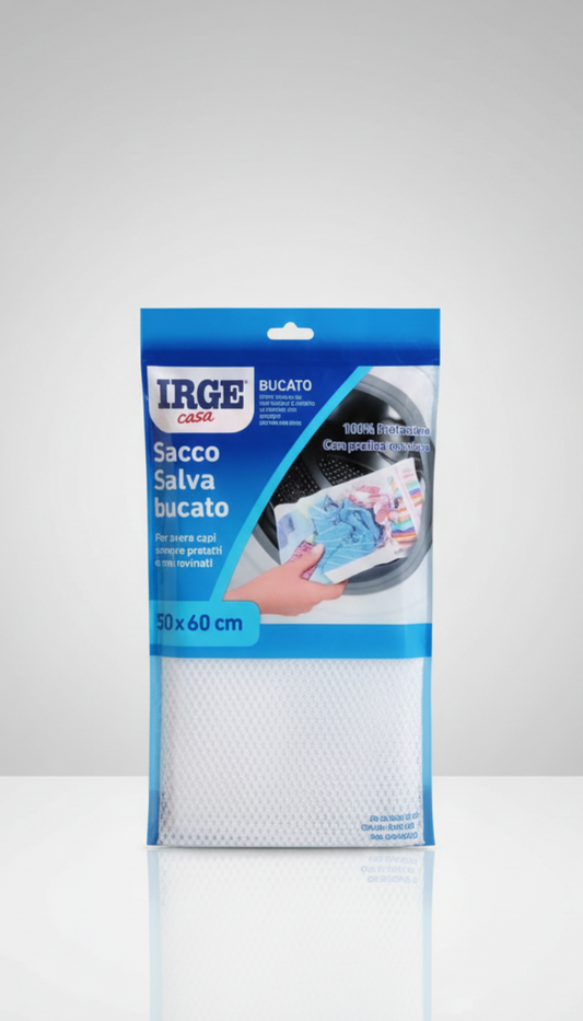 Irge Casa Sacco Salva Bucato 50x60 cm | Rete Protettiva Formato Large per Capi Delicati e Voluminosi | Con Chiusura a Cerniera di Sicurezza | Protegge Maglioni, Tende e Biancheria | 100% Protezione Fibre
