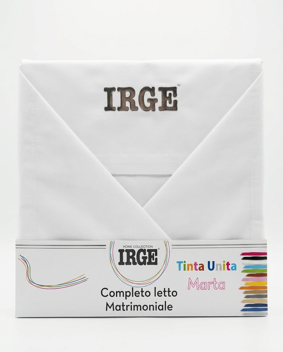 IRGE Completo Letto Matrimoniale Bianco Marta Poly-Cotone – Set Lenzuola Hotel e B&B Resistente