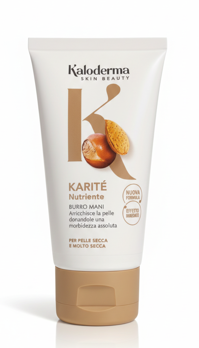 Kaloderma Skin Beauty Burro Mani Karité Nutriente 75ml | Sollievo Immediato per Pelle Secca e Screpolata | Formula con Burro di Karité e Olio di Mandorle | Assorbimento Rapido Made in Italy