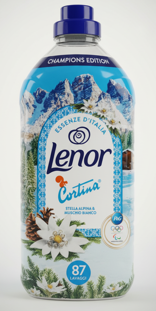 Lenor Cortina Essenze d'Italia 87 Lavaggi 1,827L | Ammorbidente Champions Edition Stella Alpina e Muschio Bianco