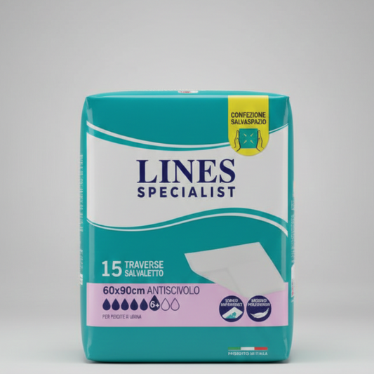 LINES Specialist Traverse Salvaletto 60x90 cm | 15 Tappetini Assorbenti Multiuso | Protezione Impermeabile Ipoallergenica per Letto e Superfici
