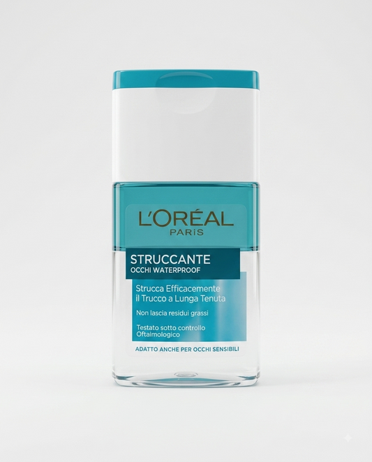 L'Oréal Paris Struccante Occhi Waterproof Bifasico 125 ml, struccante bifasico per rimuovere trucco waterproof e a lunga tenuta, senza residui grassi, ideale per occhi sensibili.