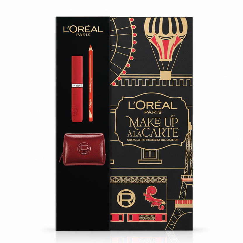 L'Oréal Paris Kit Labbra Infaillible Matte Resistance – Rossetto Liquido Opaco 420 No-Transfer 16H con Acido Ialuronico + Matita Le Lip Liner 297 – Con Maxi Pochette in Vernice Rossa
