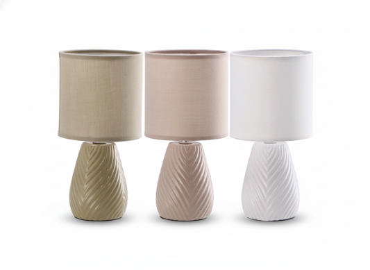 Liora Lampada da Tavolo in Ceramica – Design D.13 x H.26 cm – 3 Colori Assortiti