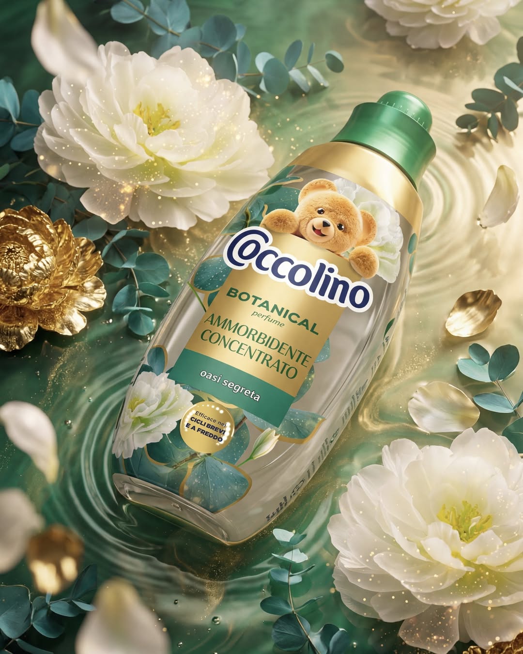 Coccolino Botanical Perfume Ammorbidente Concentrato Oasi Segreta 50 Lavaggi 750 ml – Formula Trasparente CrystalFresh™ con Essenze Pregiate di Lime, Agrumi, Giglio e Muschio