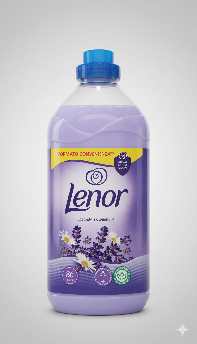 Lenor Ammorbidente Concentrato Lavanda e Camomilla 1,806 Litri | Maxi Formato 86 Lavaggi | Morbidezza a Base Vegetale | Freschezza di Lunga Durata | Protezione Fibre Anti-Age