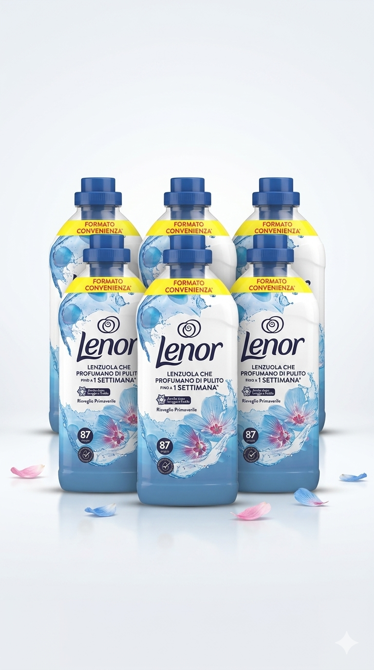 Lenor Ammorbidente Concentrato Risveglio Primaverile Mega Bundle 6x 1,827 Litri (522 Lavaggi) – Tecnologia Anti-Odore e Stiratura Rapida per Tessuti Morbidi a Lungo