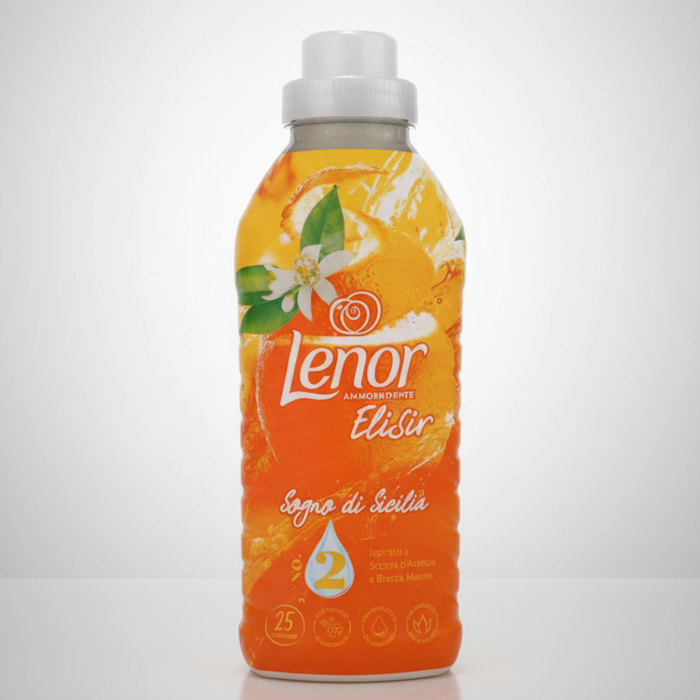 Lenor Elisir Sogno di Sicilia Ammorbidente Super Concentrato 525 ml | 25 Lavaggi | Profumo Scorza d'Arancia e Brezza Marina | Freschezza Durata 1 Settimana | Morbidezza Vegetale