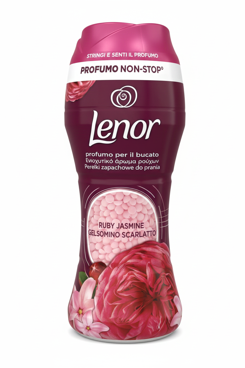 Lenor Unstoppables Perle Profumate Ruby Jasmine Gelsomino Scarlatto (210g) | Intensificatore di Profumo per Bucato | Fragranza Intensa Non-Stop