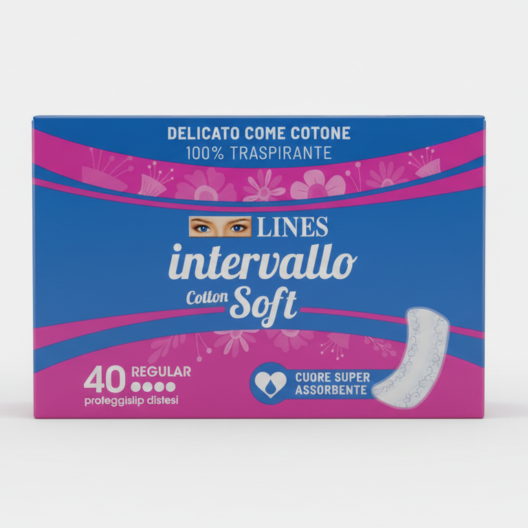 Lines Intervallo Cotton Soft 40 Pezzi Distesi | Proteggi-slip Sottilissimo 1mm con Filtrante 100% Cotone | Ipoallergenico e 100% Traspirante | Dermatologicamente Testato
