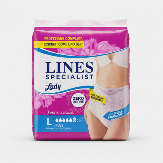 Lines Specialist Lady Pants Plus Taglia L – 7 Slip Assorbenti Ultra Sottili a Vita Bassa