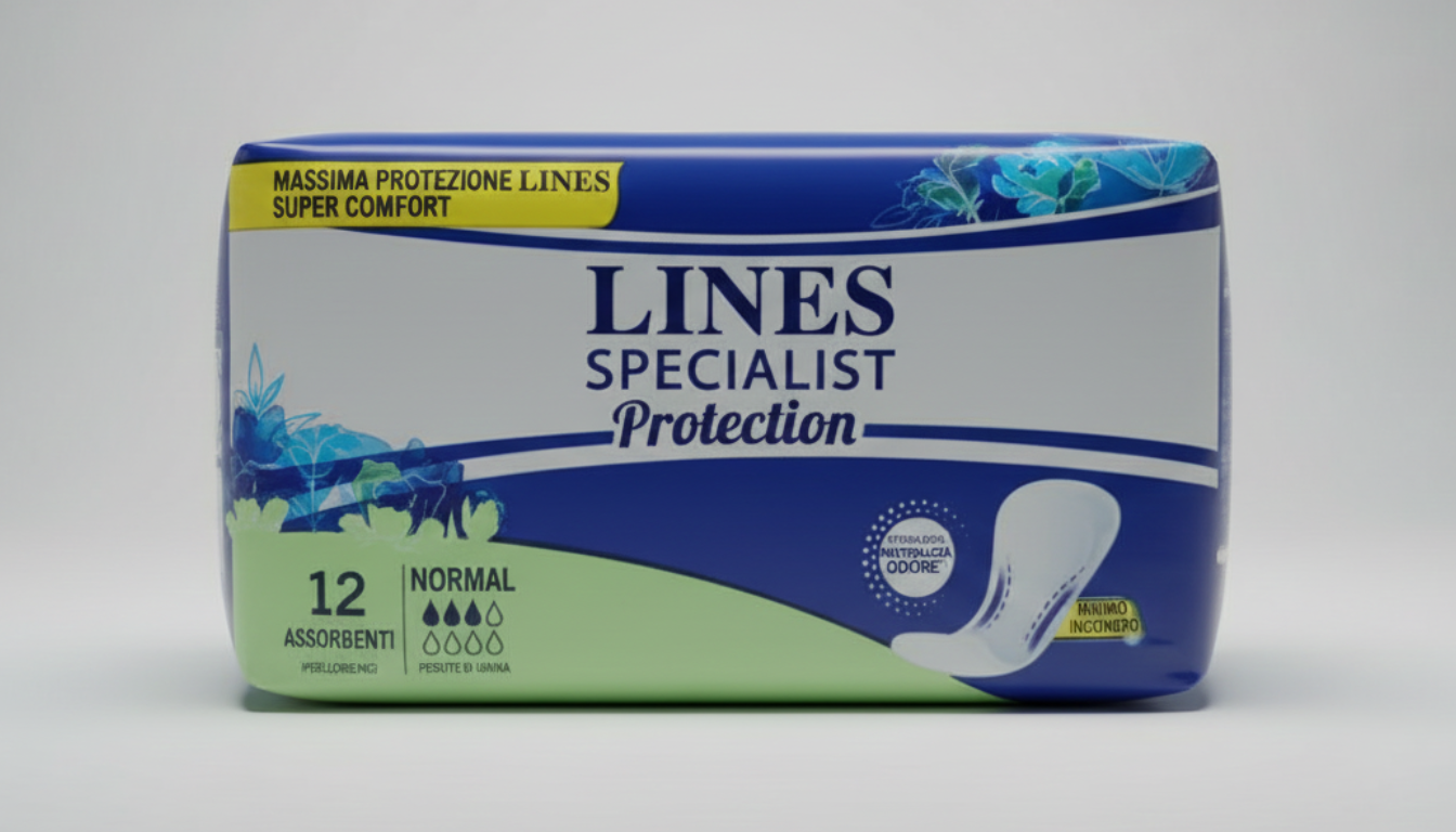 Lines Specialist Protection Normal 12 Pezzi | Assorbenti per Perdite Urinarie Leggere | Tecnologia Ultra&Anatomy con Doppio Cuore Assorbente | Sistema Neutro-Fresh Anti-Odore