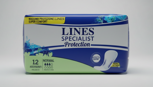 Lines Specialist Protection Normal 12 Pezzi | Assorbenti per Perdite Urinarie Leggere | Tecnologia Ultra&Anatomy con Doppio Cuore Assorbente | Sistema Neutro-Fresh Anti-Odore