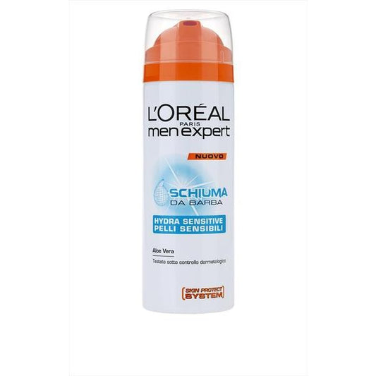 L'Oréal Men Expert Hydra Sensitive Schiuma da Barba 200ml – Per Pelli Sensibili – Con Aloe Vera e Skin Protect System