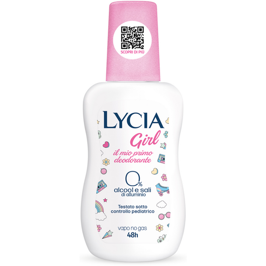 Lycia Deodorante Vapo Girl 75ml | Protezione 48H | Specifico Prime Sudorazioni | Testato Sotto Controllo Pediatrico
