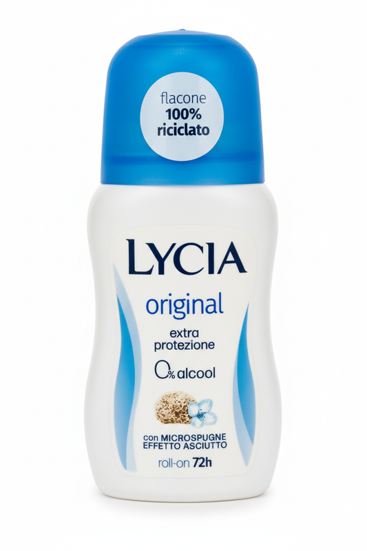 Lycia Original Deodorante Roll-On 50ml | Unisex 48h Effetto Asciutto | Tecnologia Microspugne | 0% Alcol