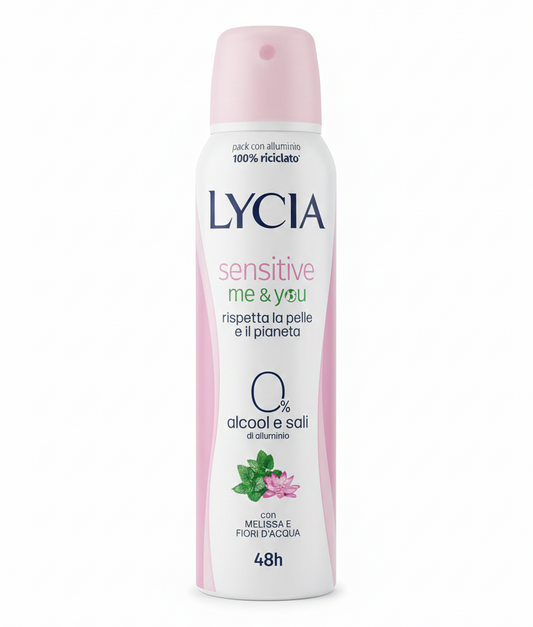 Lycia Deo Spray Sensitive Me&You 150ml – 48H Protezione Naturale – 0% Alcool & Sali di Alluminio – Eco-Friendly