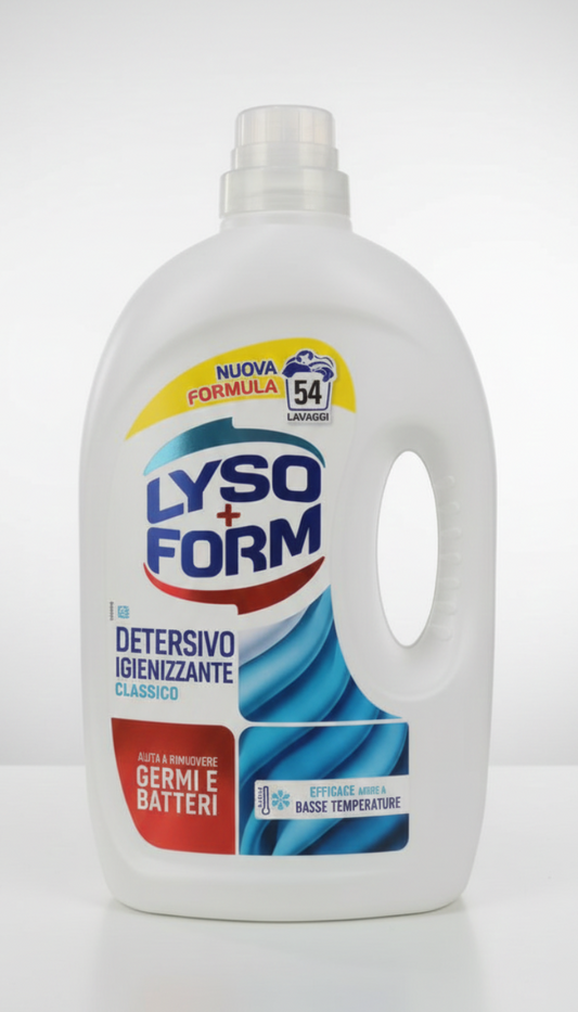 Lysoform Detersivo Liquido Igienizzante Classico 2,43 L è un detergente per bucato pensato per garantire igiene profonda e pulizia efficace già a 30°C