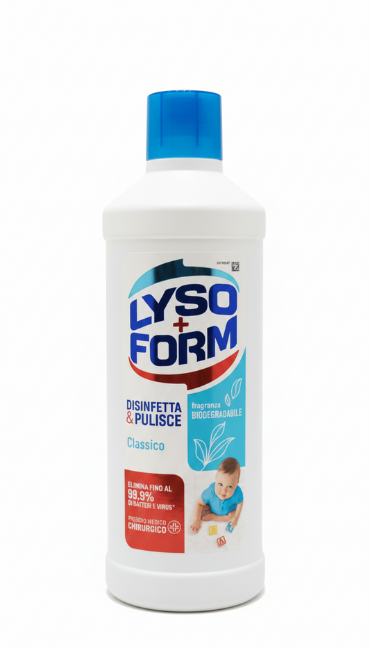 Lysoform Protezione Completa Disinfettante Pavimenti Classico 1100 ml, presidio medico chirurgico per la disinfezione dei pavimenti, elimina il 99,9% di batteri e virus con fragranza biodegradabile.