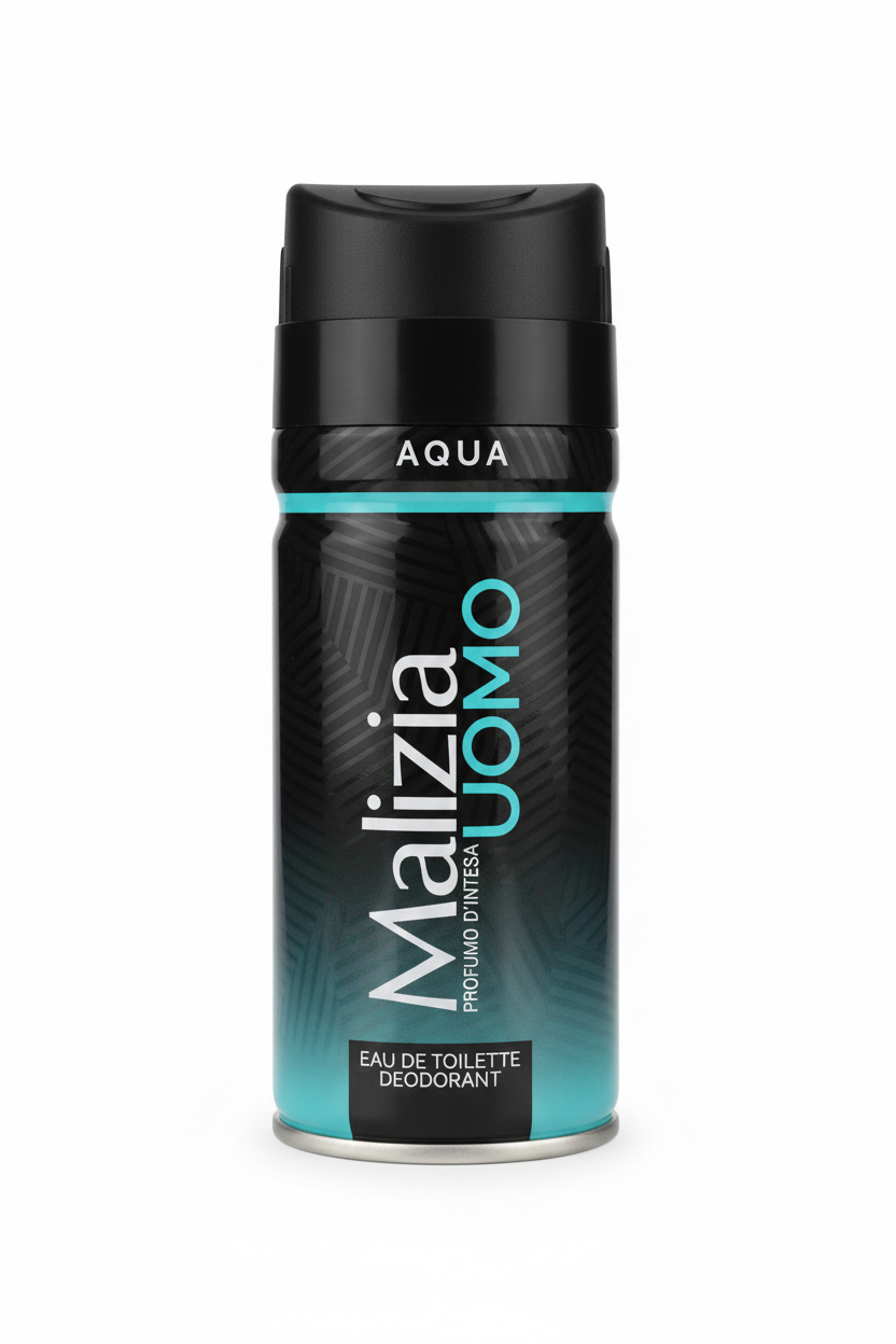 Malizia Uomo Aqua Deo Spray 150ml – Eau de Toilette / Profumo d'Intesa – Fragranza Marina Fresca & Legnosa