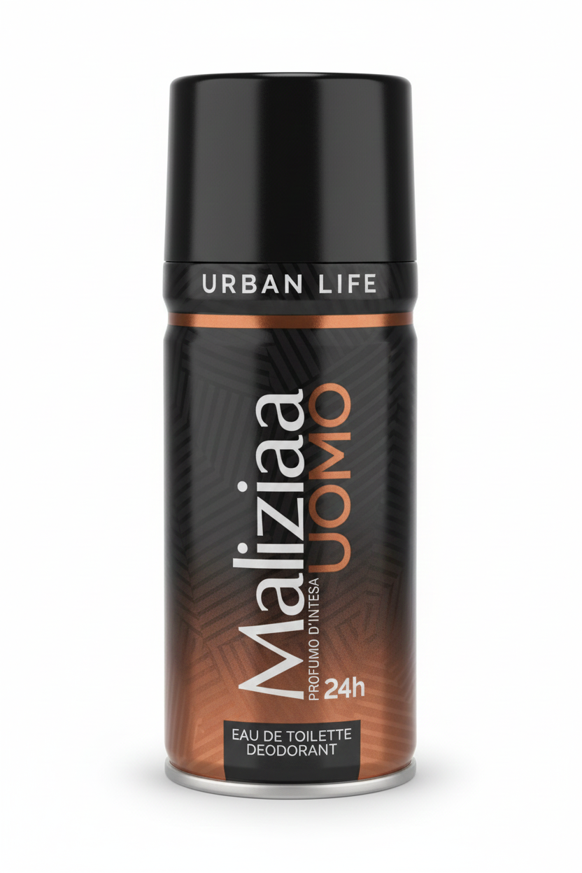 Malizia Uomo Urban Life Deo Spray 150ml – Eau de Toilette Deodorant 24H – Profumo d'Intesa Fresh & Moderno