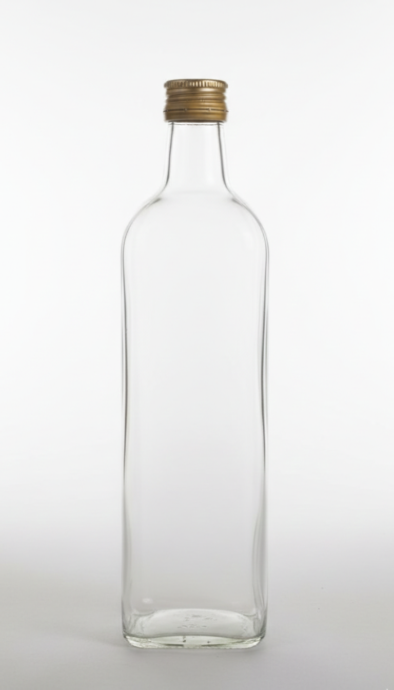 Ambrosio Bottiglia in Vetro Trasparente Marasca 750 ml con Tappo a Vite | Contenitore per Olio, Liquori e Conserve Alimentari