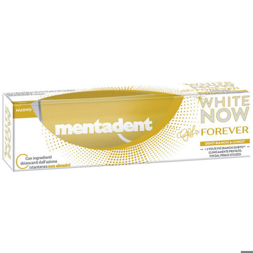 Mentadent White Now Love Forever 75ml – Dentifricio Sbiancante Doppia Azione – Tecnologia Blue Light – Denti Più Bianchi Subito e Rimozione Macchie
