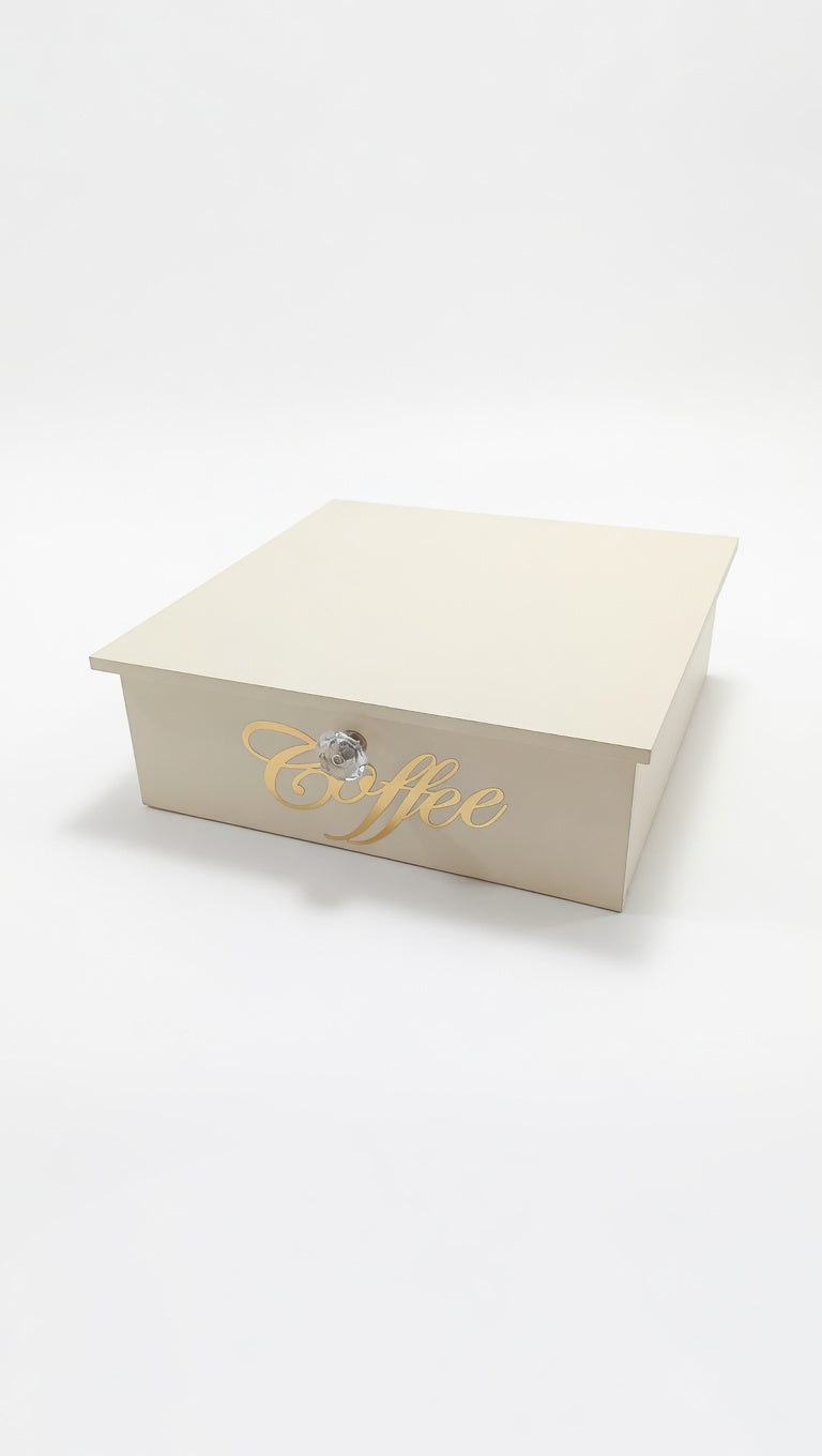 Emporio Cotton Porta Cialde da Caffè 30x30x10 cm | Cassetto Organizzatore a 7 Scomparti | Pomelli Diamantati