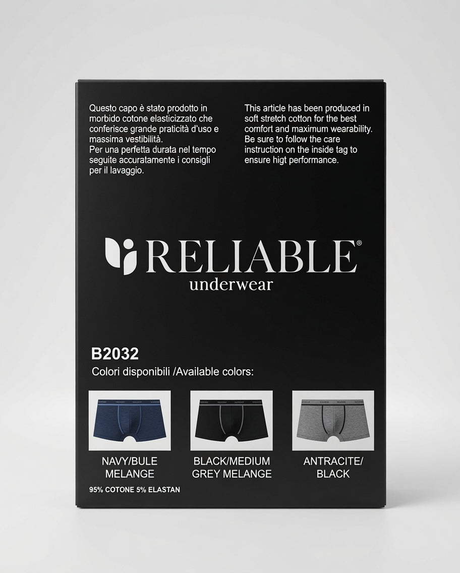 Reliable Boxer Uomo in Cotone Stretch Multipack 2 Pezzi – Massima Vestibilità e Comfort Quotidiano Elasticizzato