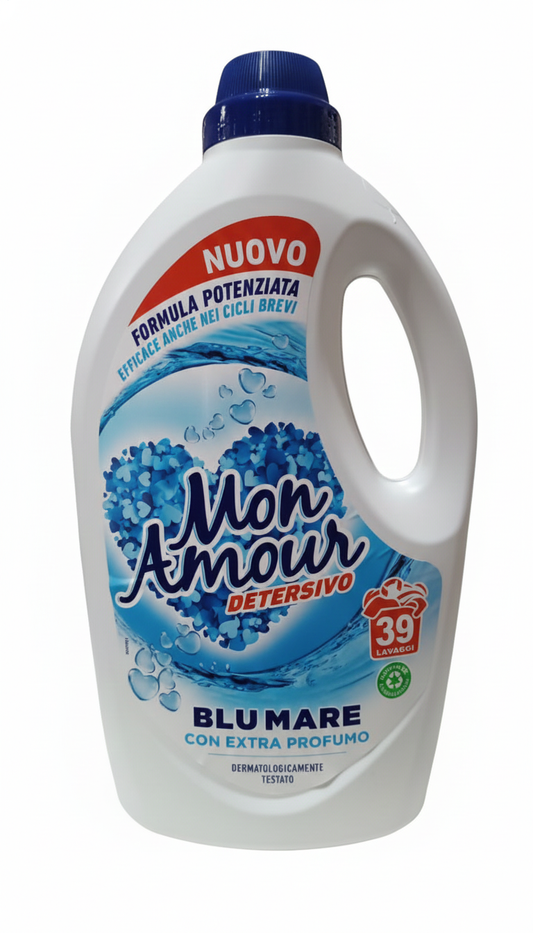 Mon Amour Detersivo Liquido Lavatrice Blu Mare 1,560 L | 39 Lavaggi | Tecnologia Extra Profumo Persistente | Efficace a Basse Temperature | Qualità Paglieri Made in Italy