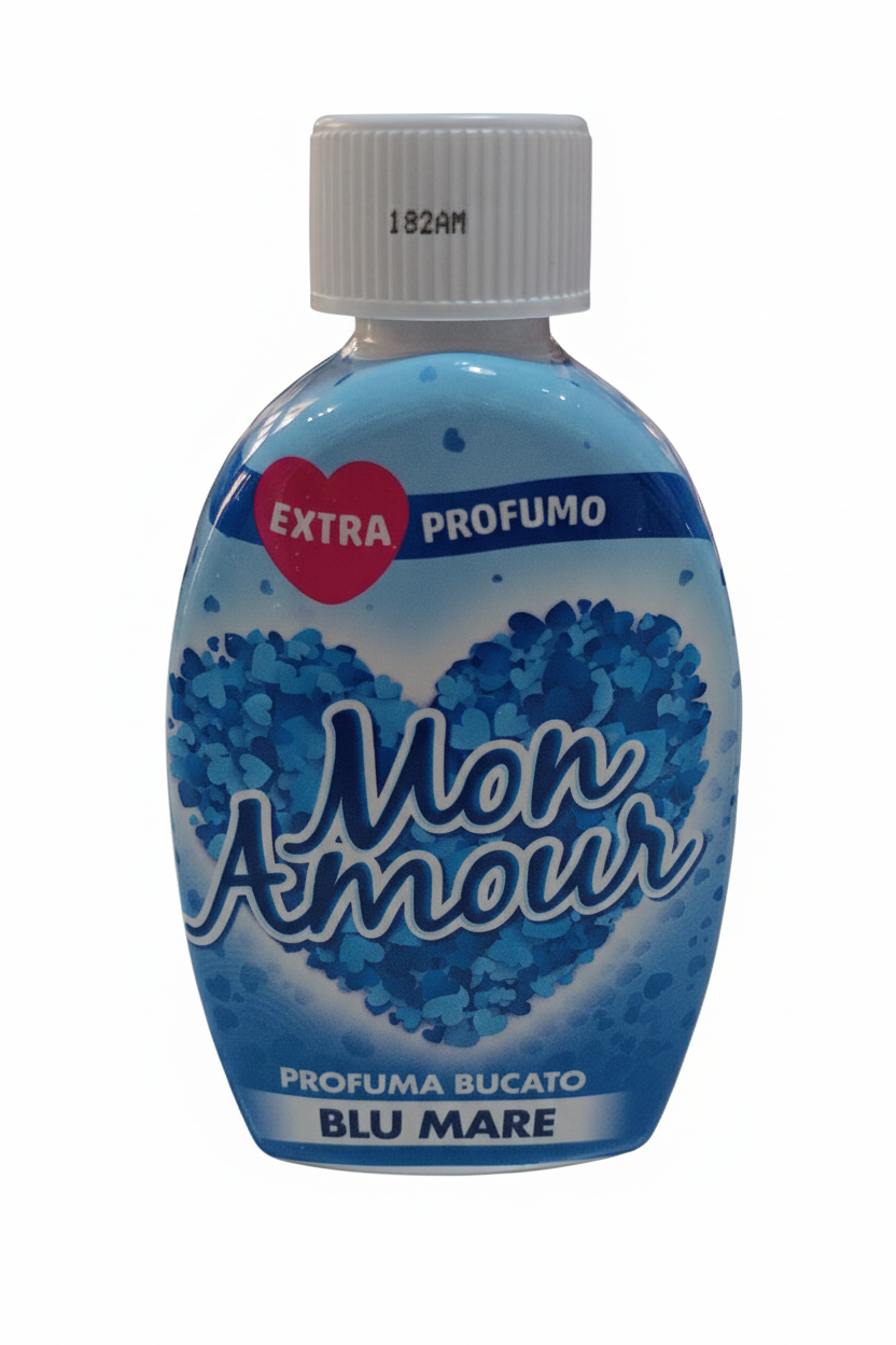 Mon Amour Profuma Bucato Blu Mare 220 ml – Concentrato Extra Profumo – Fragranza Fresca e Pulita – Per Lavatrice, Asciugatrice e Microfibra