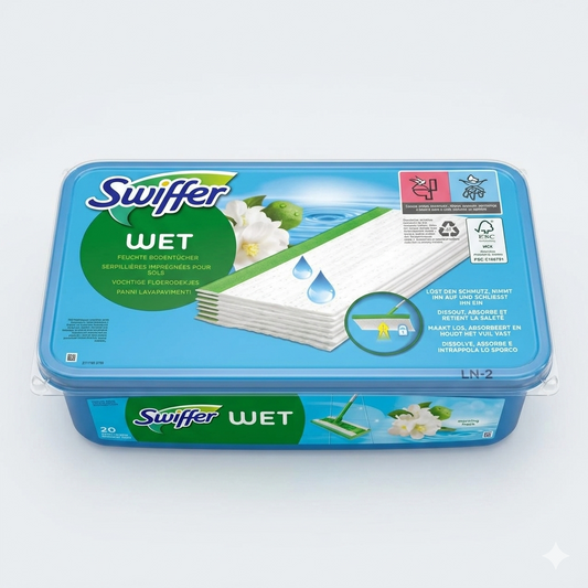 Swiffer Wet 20 Panni Umidificati Morning Fresh – Ricambi Sgrassanti per Pavimenti Lucidi