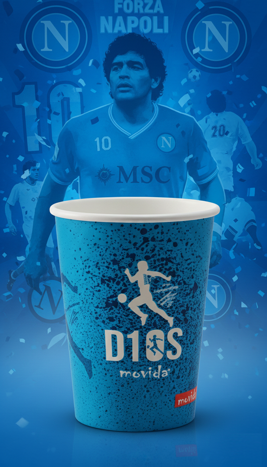 Movida Bicchieri di Carta D10S Limited Edition 250cc | 50 Pezzi | Omaggio a Maradona | Ideali per Feste Napoli e Argentina | Grafica Celebrativa Azzurro e Bianco