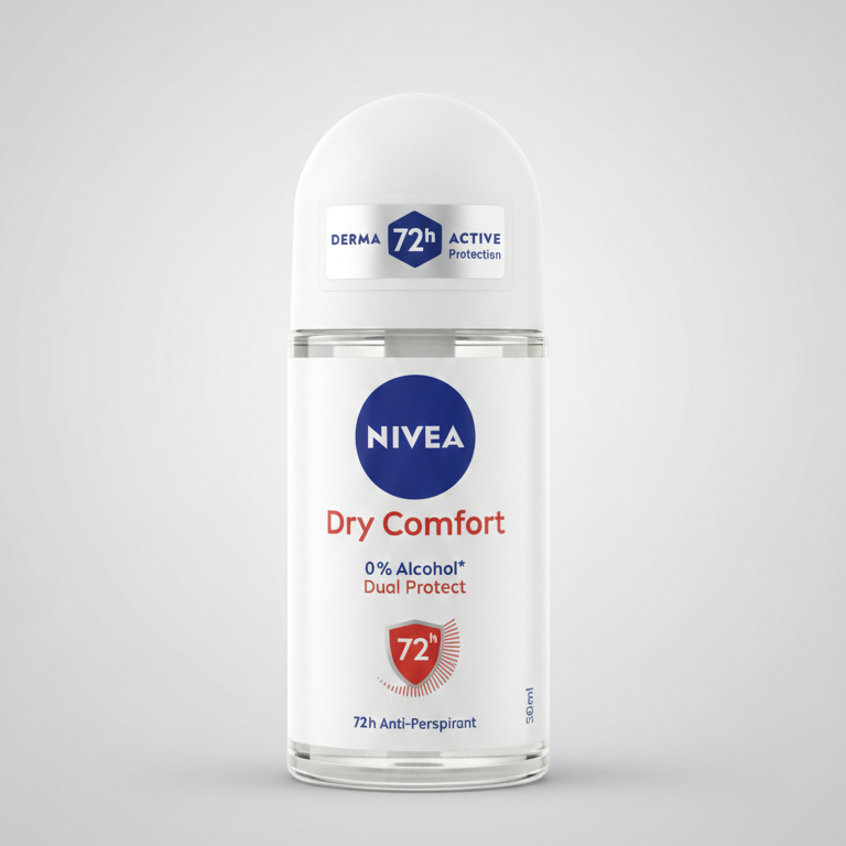 NIVEA Dry Comfort Deo Roll-On 50ml | Deodorante Antitraspirante 72h | Protezione Attiva Formula Dual Protect | 0% Alcol