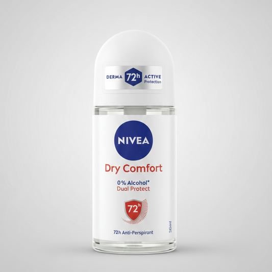 NIVEA Dry Comfort Deo Roll-On 50ml | Deodorante Antitraspirante 72h | Protezione Attiva Formula Dual Protect | 0% Alcol