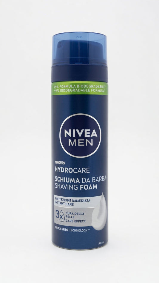 NIVEA Men Hydrocare Schiuma da Barba 200ml con Aloe Vera e Pro-Vitamina B5, idratazione 3X e protezione anti micro-tagli per una rasatura confortevole