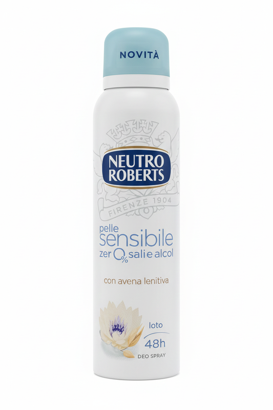 Neutro Roberts Pelle Sensibile Deodorante Spray Avena & Loto – Protezione 48h Anti-Residui