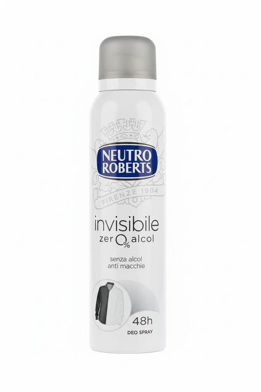 Neutro Roberts Invisibile Deodorante Spray 150ml – Anti-Macchie Gialle e Bianche – Protezione 48h Zero Alcol